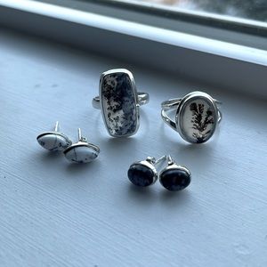 Agate Rings and earring lot